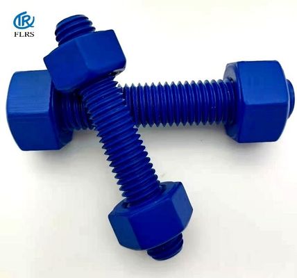 acheter Le goujon en acier enduit de polytétrafluoroéthylène boulonne le boulon fileté fini par double de PTFE avec des écrous online manufacture