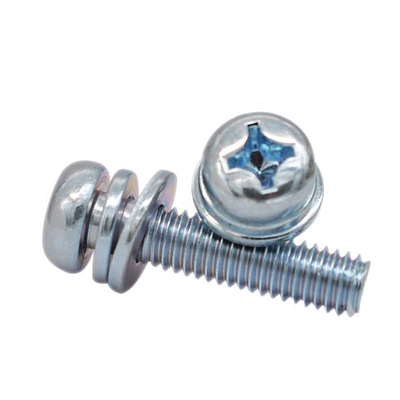 Bleu et blanc vis à tête de panneau croisée en acier au carbone galvanisé au zinc avec vis SEM à ressort pour machine à laver et machine à laver à plat